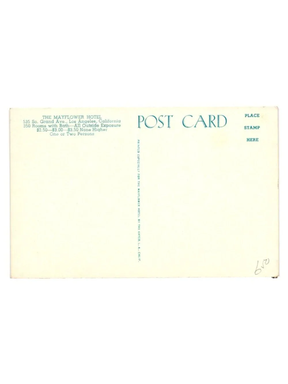 Greeting Monterey Cocktail Room Postcard Mayflower Hotel Los Angeles Vintage Art